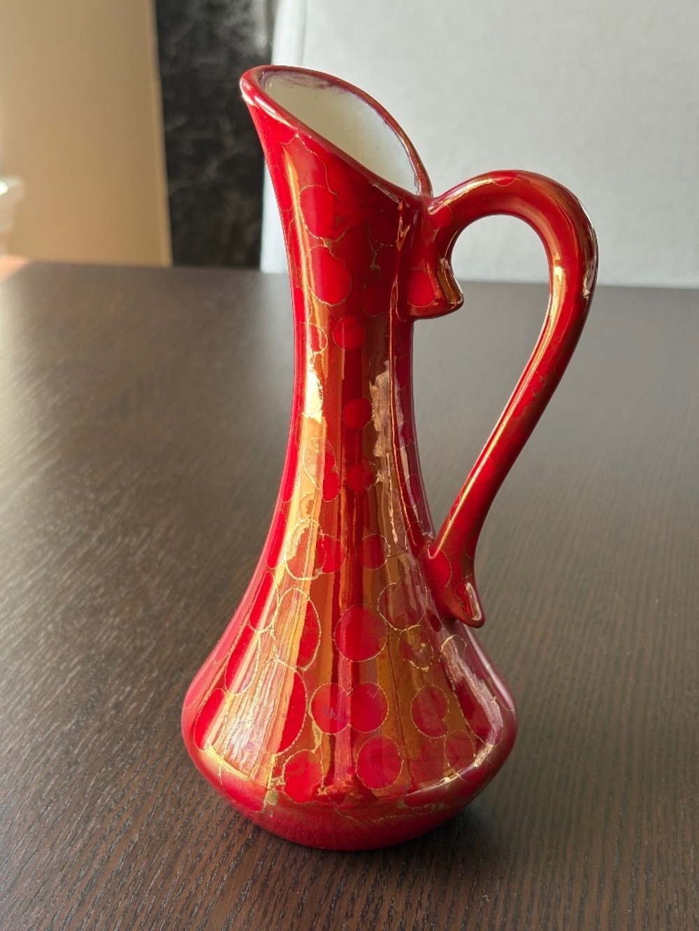 Midcentury Handcrafted Studio Pottery Bubble Glaze Lava Decorative Vase/Ewer